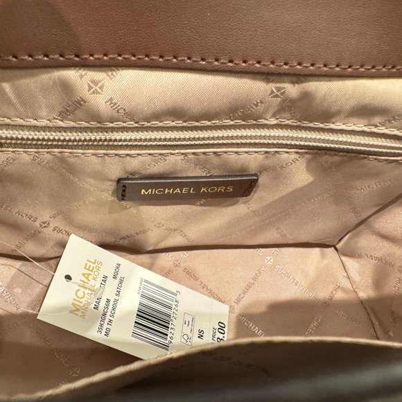 Michael Kors Manhattan Medium Satchel Shoulder Crossbody Bag + Wallet Mocha - Picture 10 of 14
